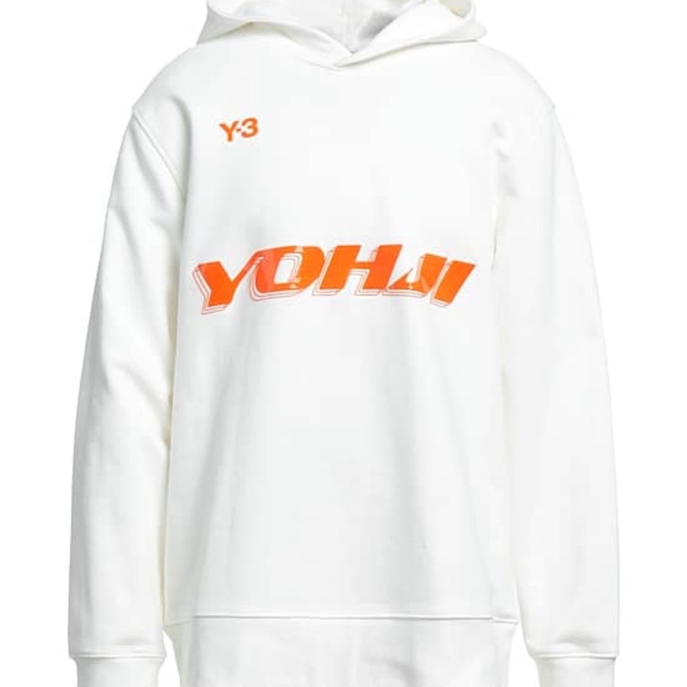 Y-3 White Hoodie with Orange Logo